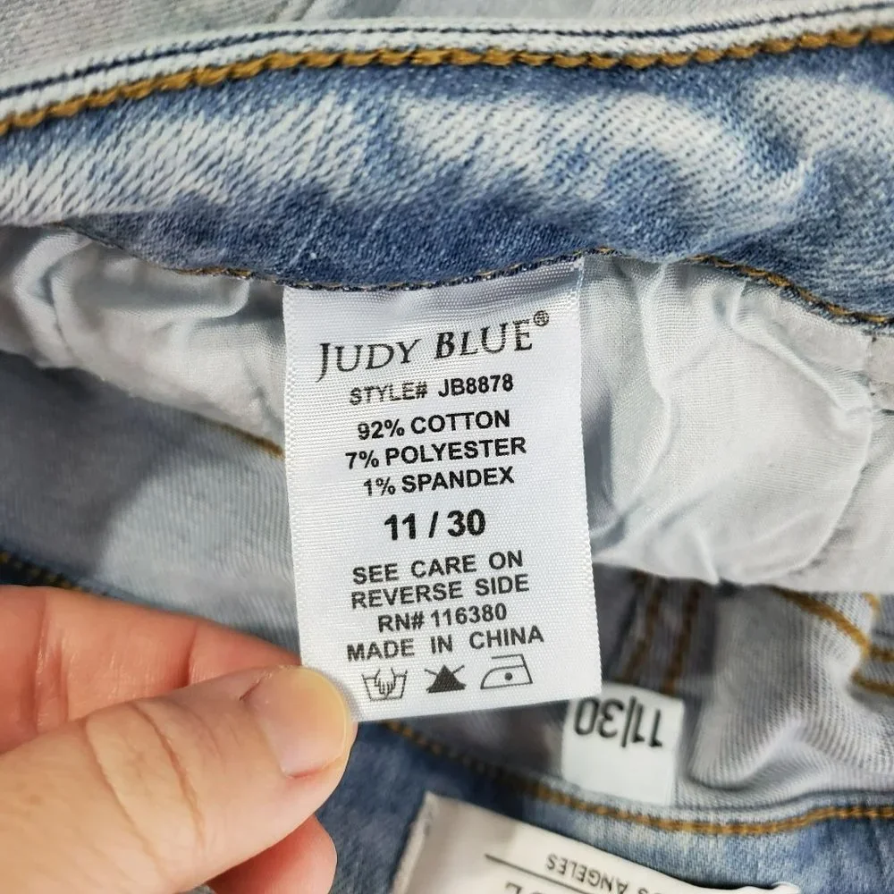 Judy Blue Jeans Womens 11/30 Blue Boyfriend Fit Stretch Distressed JB8878 FLAW_7